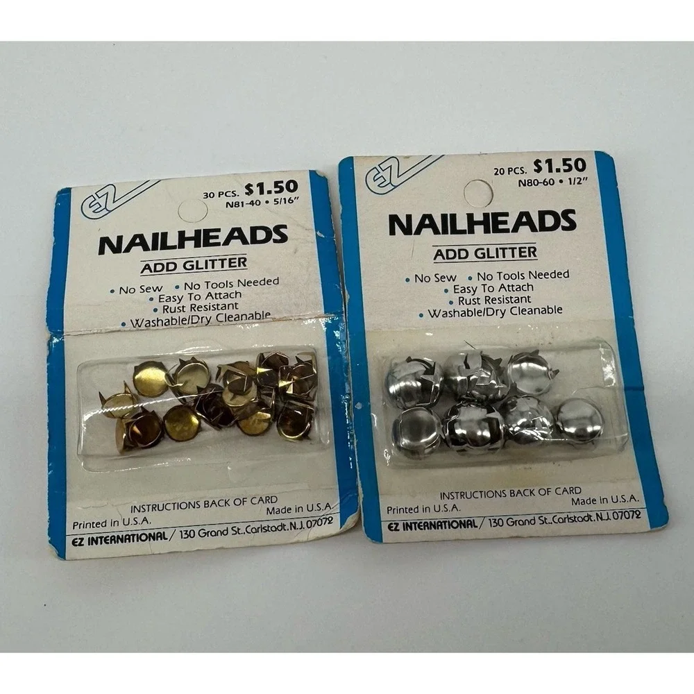Vintage EZ International Nailheads Studs Lot Gold Silver Upholstery Craft Sewing